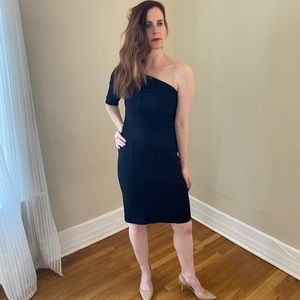 BCBG Black Tailored One Shoulder Dress
